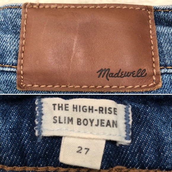 Madewell High Rise Slim Boyjean Raw Hem Distressed - Picture 7 of 8